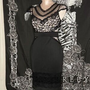 Black lace cocktail dress